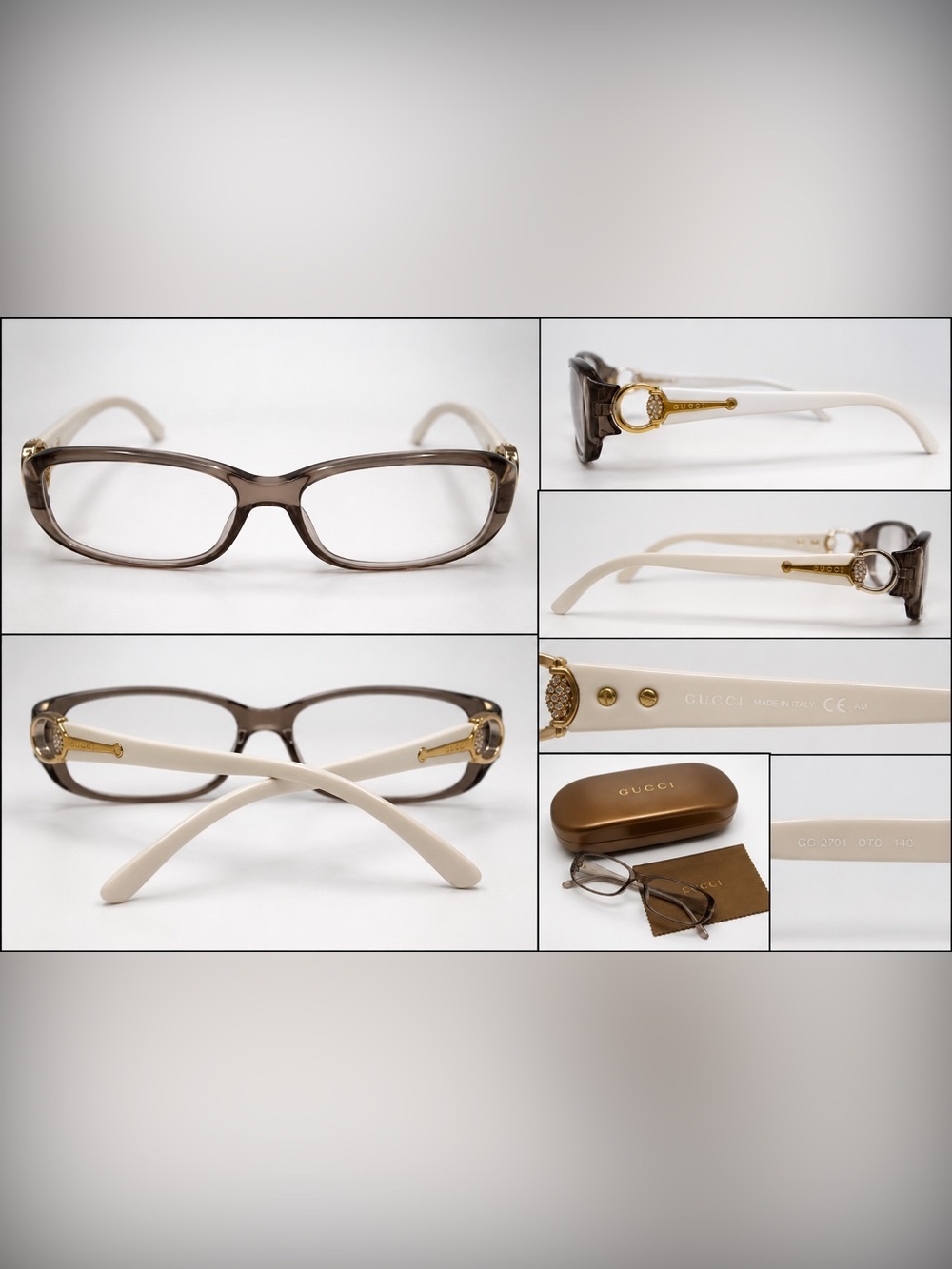 Authentic Gucci GG 3204 Q70 Mauve Blush Crystal Horsebit Eyeglass Frames